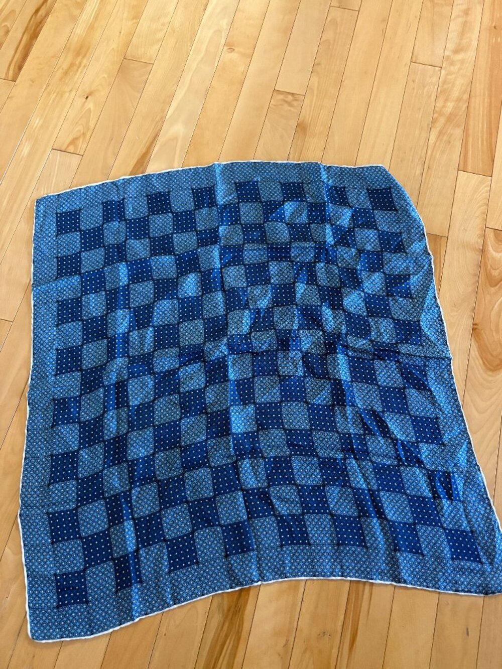 Women's Unbranded blue checkered geometric Print Scarf polka dots two tone
